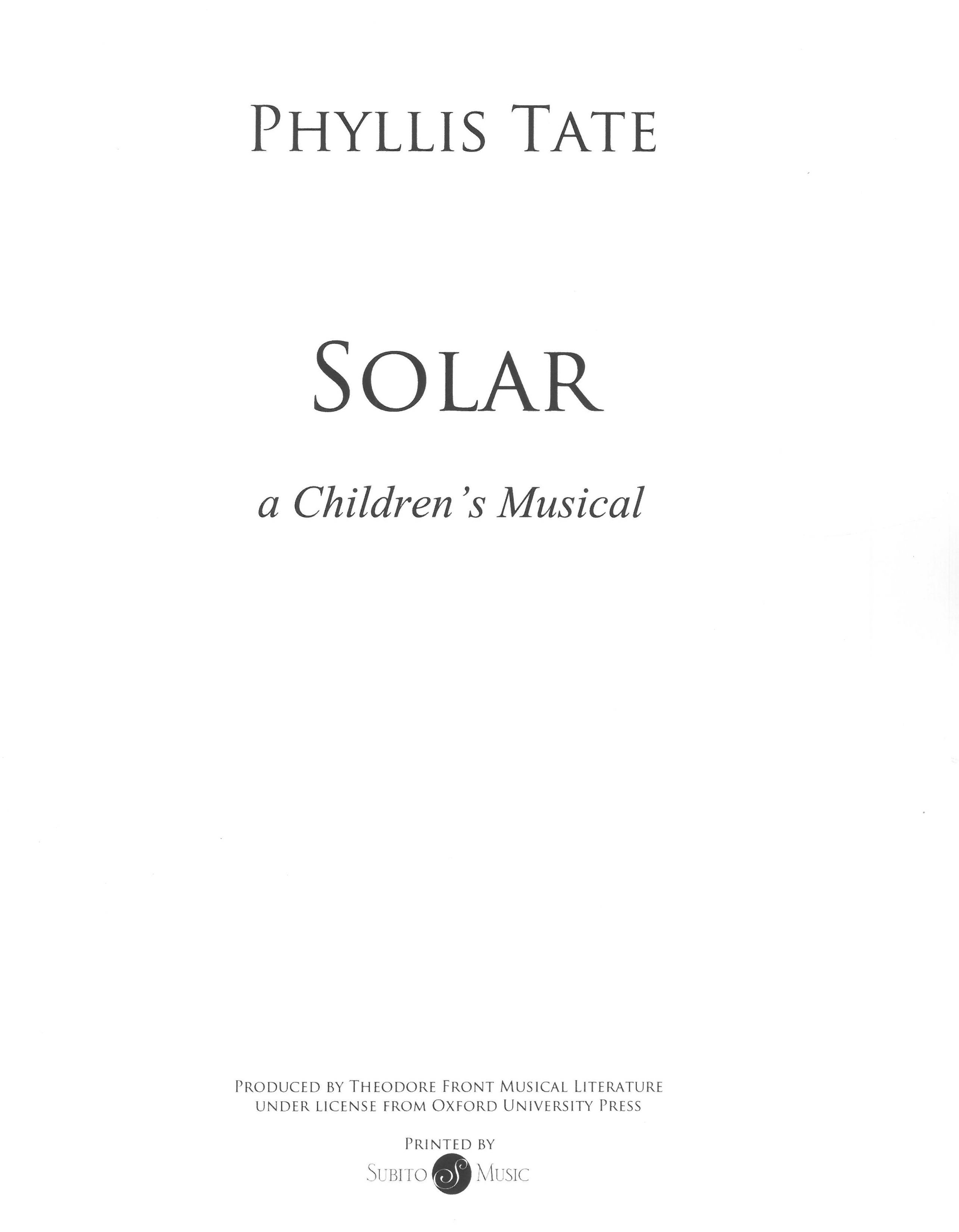 Solar : A Children's Musical by Michael Morpurgo.