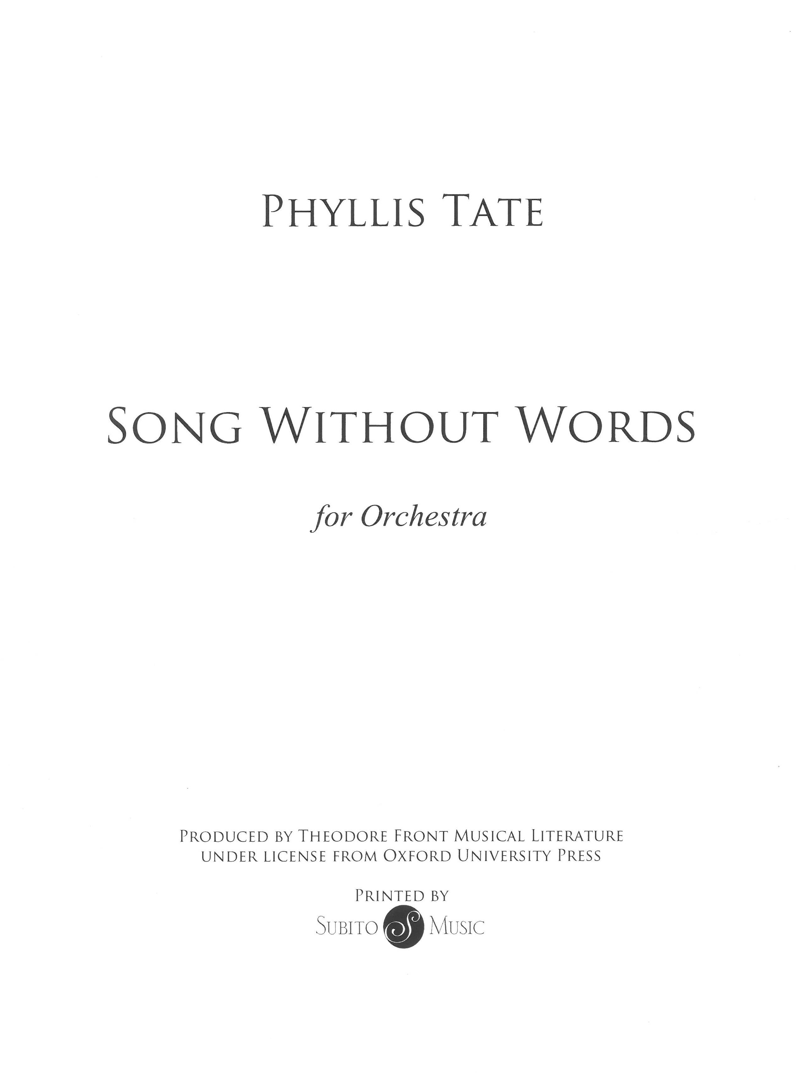 Song Without Words : For Orchestra.