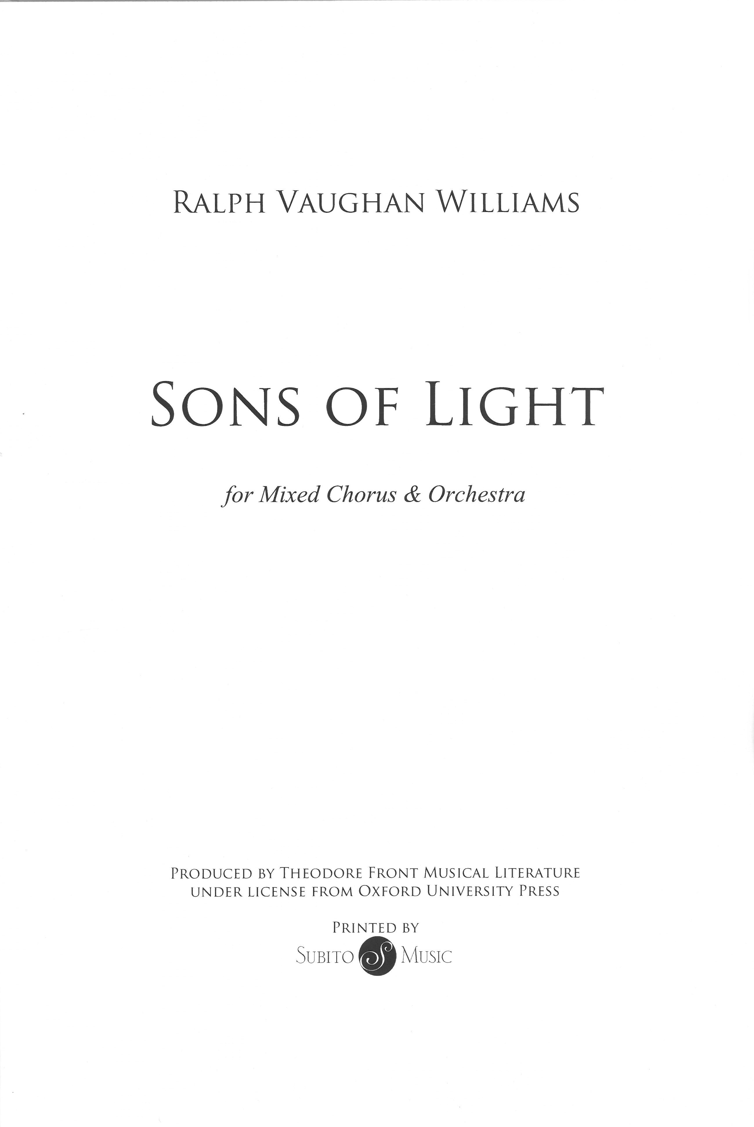 The Sons of Light : For Mixed Chorus and Orchestra.