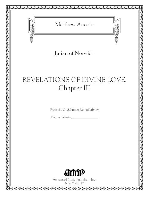 Revelations of Divine Love, Chapter III : For Baritone and Piano.