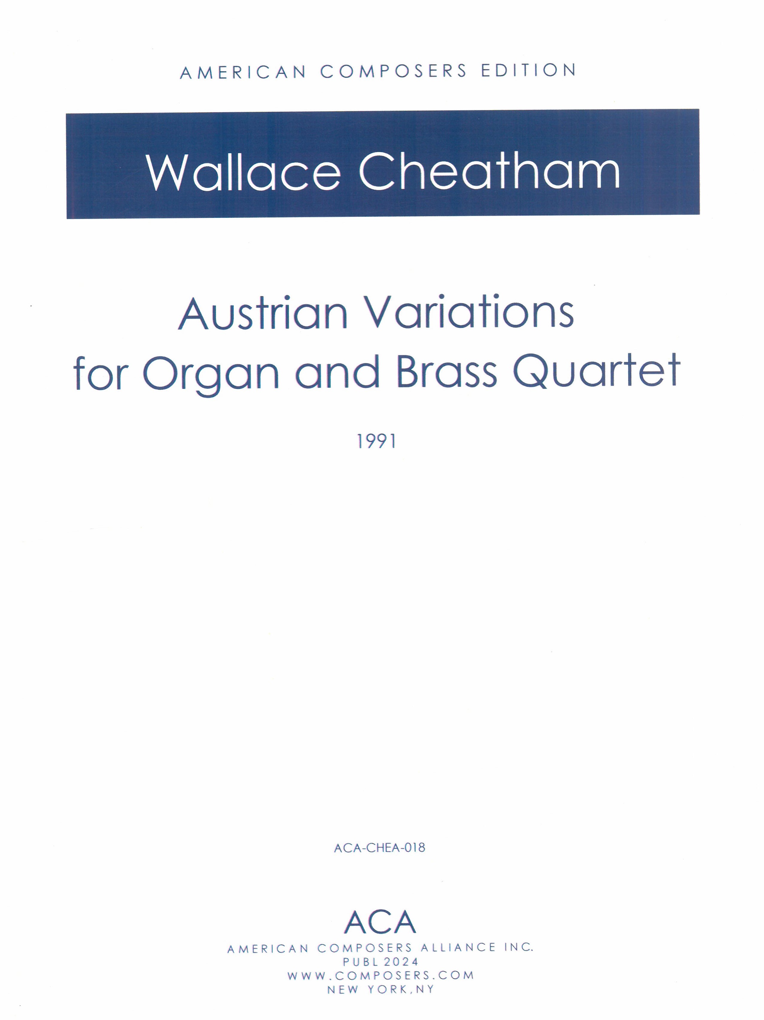 Austrian Variations : For Organ and Brass Quartet (1991).