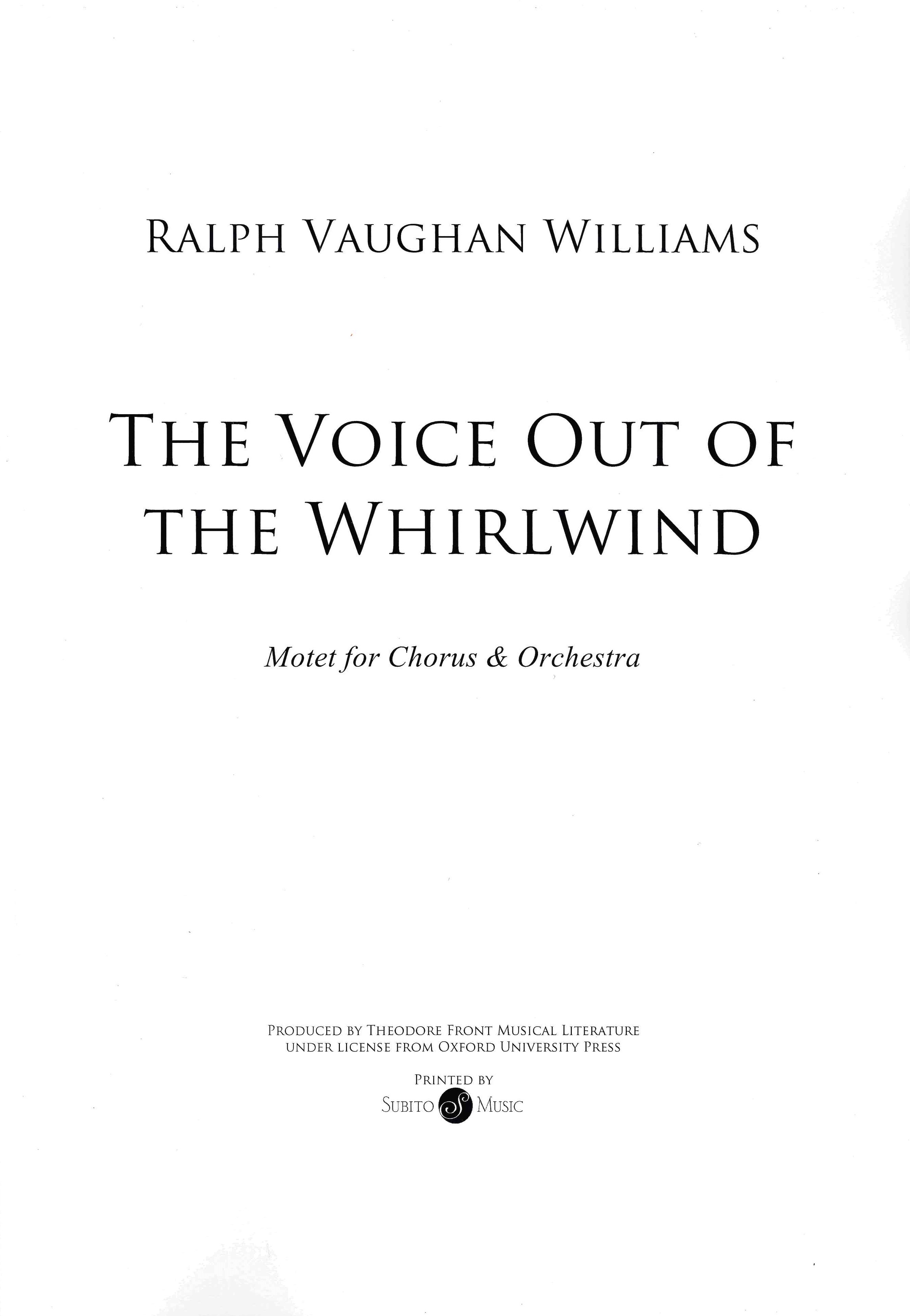 The Voice Out of The Whirlwind : Motet For Chorus and Orchestra.