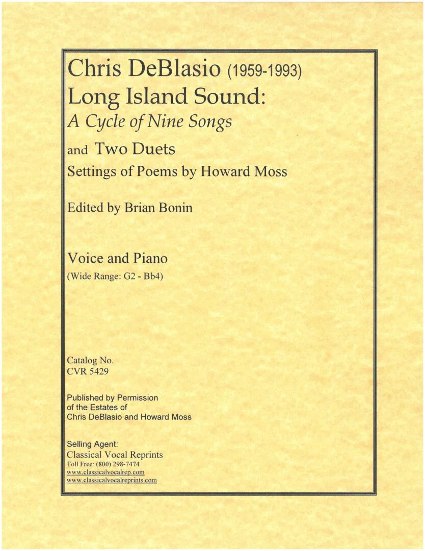 Long Island Sound and Two Duets : For Voice & Piano (1986) / edited by Brian Bonin.