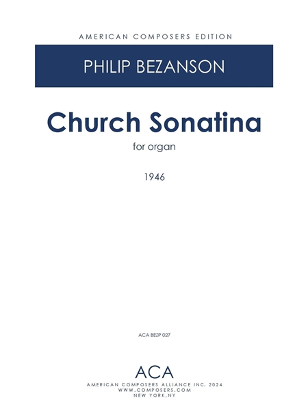 Church Sonatina : For Organ (1946) / 2024 Edition by Michael David Golzmane.