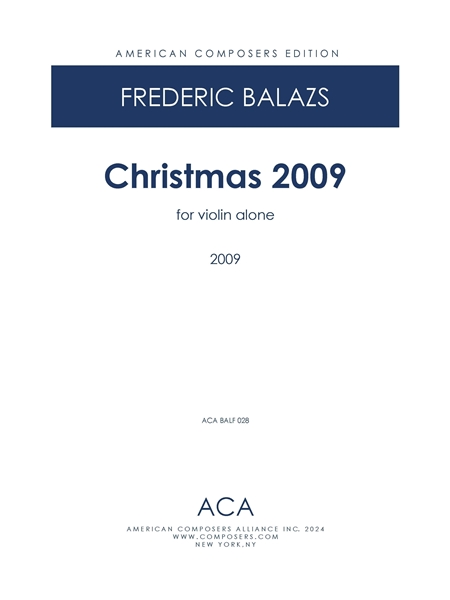 Christmas 2009 : For Solo Violin (2009).