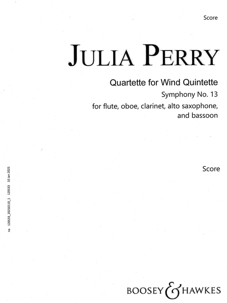 Quartette For Wind Quintette - Symphony No. 13 : For Flute, Oboe, Clarinet, Alto Sax, and Bassoon.