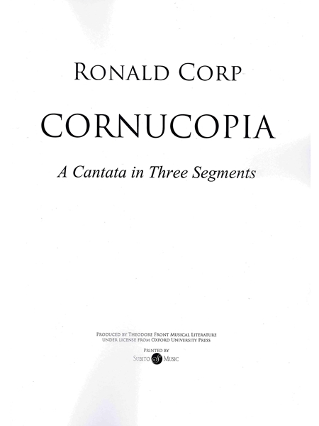 Cornucopia : A Cantata In Three Segments.