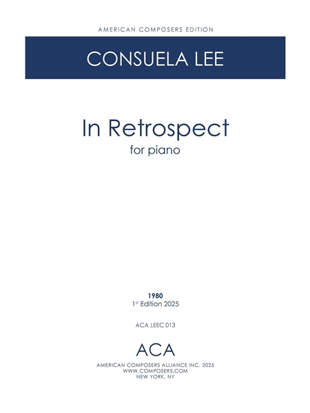 In Retrospect : For Piano (1980).