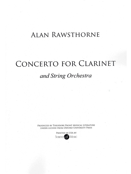 Concerto For Clarinet : For Clarinet and String Orchestra.