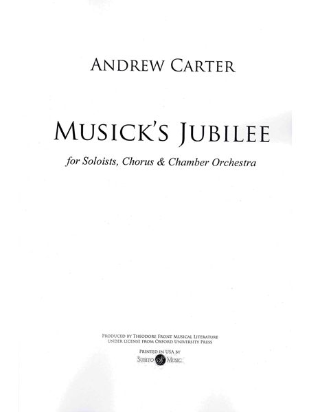 Musicks Jubilee : For SATB Choir and Orchestra.