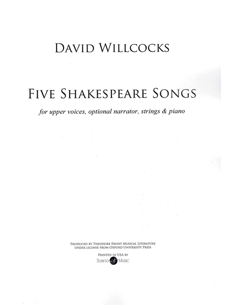 Five Shakespeare Songs : For Upper Voices, Strings and Piano.