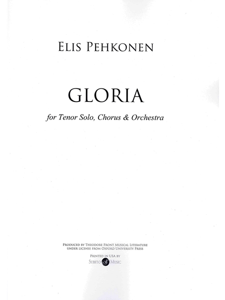 Gloria : For Tenor Solo, SATB Chorus and Orchestra.