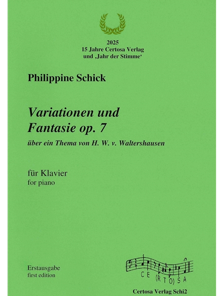 Variationen und Fantasie : Über Ein Thema von H.W.V. Waltershausen : Für Klavier.