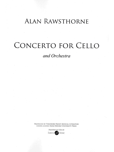 Concerto : For Cello and Orchestra.