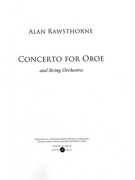 Oboe Concerto : For Oboe and String Orchestra.
