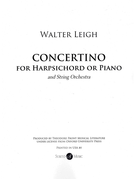 Concertino : For Harpsichord Or Piano and String Orchestra.