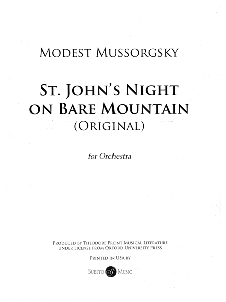 St. John's Night On Bare Mountain : For Orchestra.