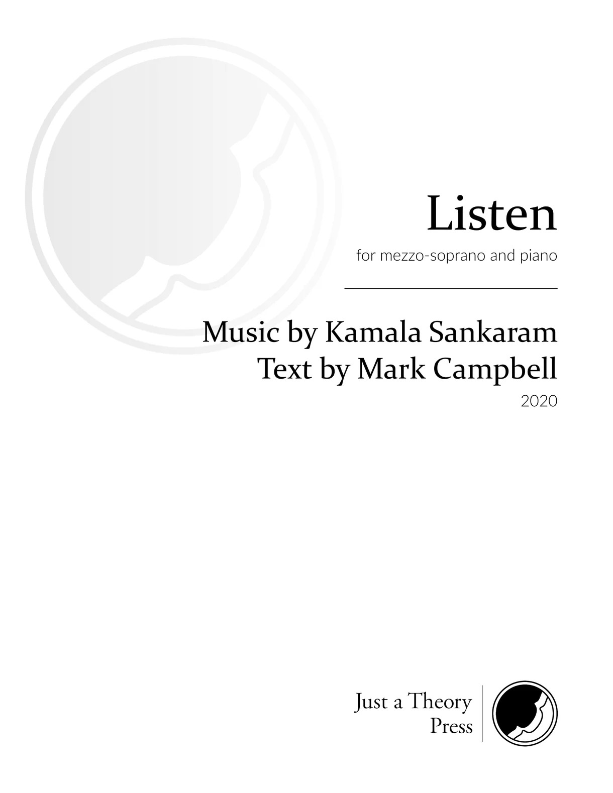 Listen : For Mezzo-Soprano and Piano (2020).