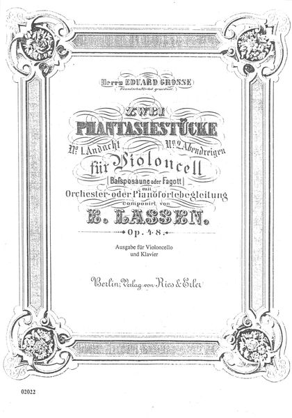 Zwei Phantasiestuecke, Op. 48 : Für Violoncello und Klavier.