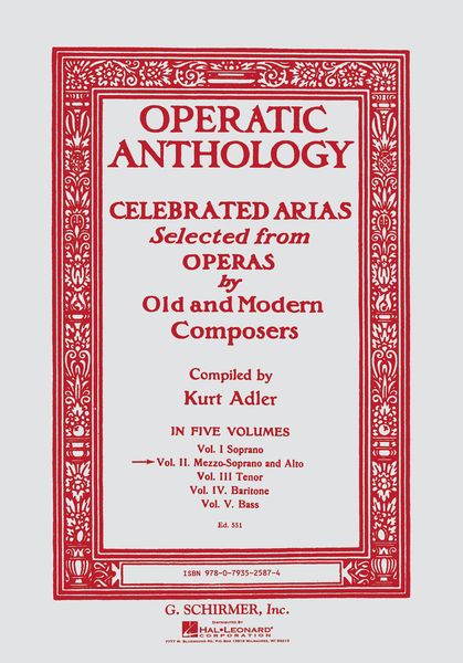 Operatic Anthology, Vol. 2 : For Mezzo-Soprano / Ed. By Kurt Adler.