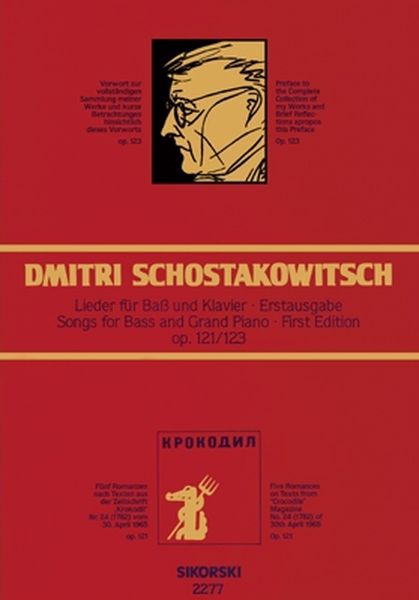 5 Romanzen Nach Texten Aus der Zeitschrift Krokodil, Op. 121/123 : Für Bass und Klavier.