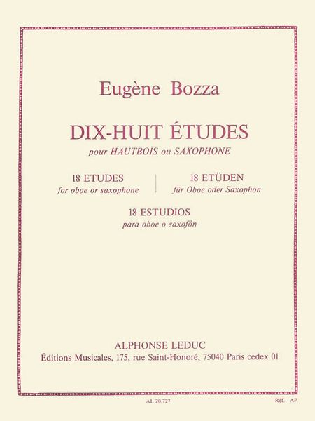 Dix-Huit Etudes : Pour Hautbois Ou Saxophone.