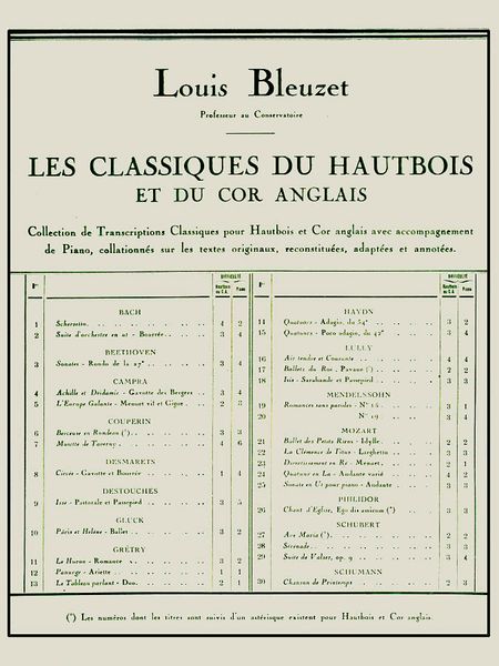 Pieces De Clavecin : arranged For Oboe (les Classiques Du Hautbois).